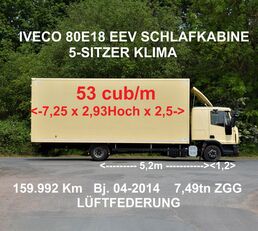 IVECO EUROCARGO 80E18 KOFFER 53m 5-SITZER SCHLAFKABINE box truck