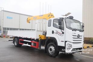 new FAW JK6 WITH 6.3 TON CRANE 4-SEGMENTED ARM flatbed truck